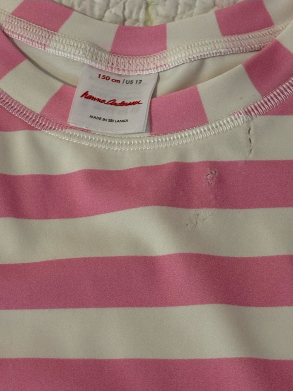2 FOR 20! Hanna Andersson Girl Size 10 Green White Striped Swim Shirt Rashguard - Picture 11 of 13